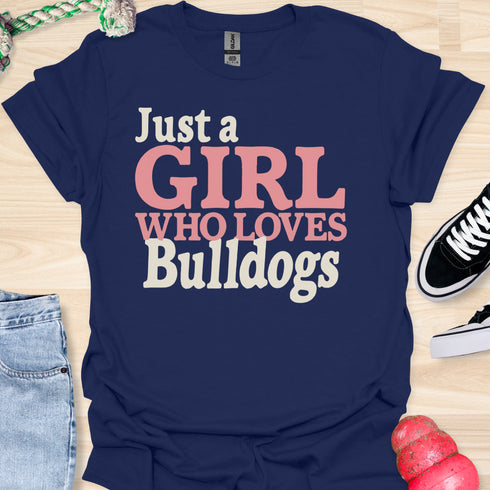 Just a girl who loves bulldogs - V9 - Blocky T-Shirt